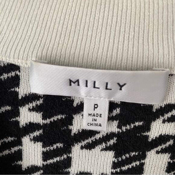 Milly Houndstooth Check Fringe Trim Sweater Black White size P XS - Picture 10 of 10